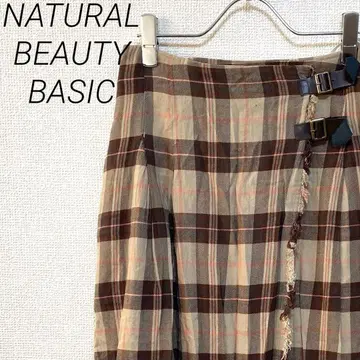 NATURAL BEAUTY BASIC 랩 스커트풍 체크 무늬 안감 부착