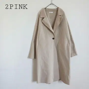 2PINK 오버 사이즈 롱 코트 테일러드 부드러운 베이지 1 버튼