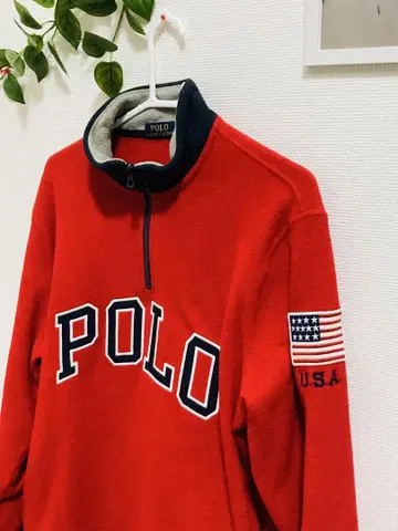 Polo 레드 하프 지퍼 플리스 자켓
