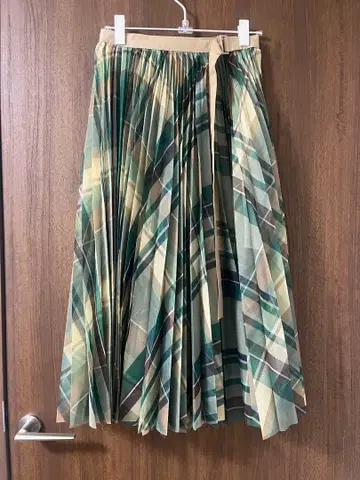 Sacai 체크 플리츠 스커트 그린