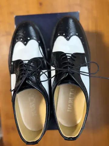 HARUTA 블랙 화이트 옥스퍼드 24.5cm