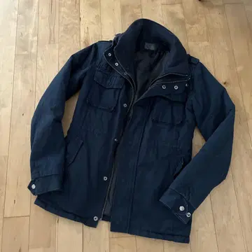 G COLLECTION 후드 부착 네이비 자켓