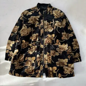 빈티지 꽃무늬 스카잔 블루종 코듀로이 벨벳 블랙