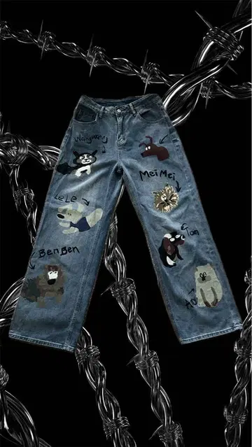 Y2K 캐릭터 프린트 데님 PERSONSOUL 느낌