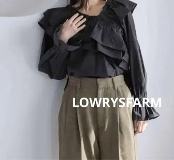 인기 LOWRYSFARM 프론트 개더 크로스 블라우스 차콜 그레이