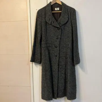 KOOS 그레이 계열 체크 무늬 피코트
