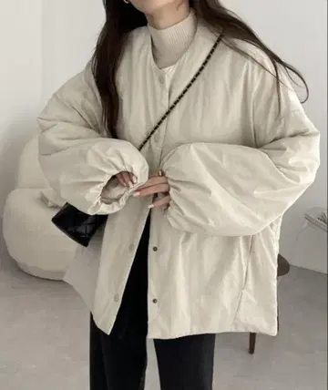 사이드 지퍼 노카라 블루종 자켓