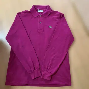 구제 의류 chemise Lacoste 레어 핑크 긴팔 피케 셔츠