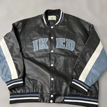 인조 가죽 바시티 자켓 블랙 IKED