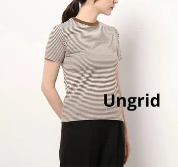 인기 Ungrid 컴팩트 보더 반팔 T셔츠 브라운