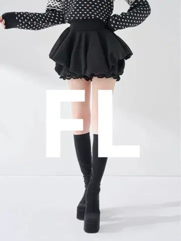 볼륨 벌룬 미니 스커트 BLK Darich