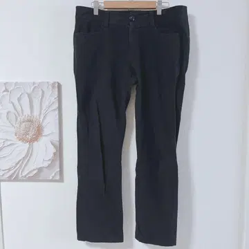 에프데 슬림핏 캐주얼 팬츠 코듀로이 소재 블랙 L