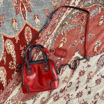 가죽 빨간색 미니 숄더백