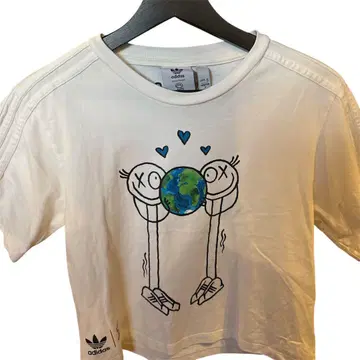 adidas 아디다스 크롭 기장 크롭T셔츠 프린트 로고 구제 의류