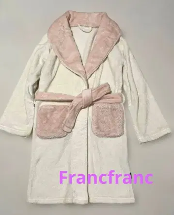 Francfranc 플리스 로브 화이트 핑크