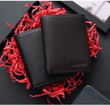 미사용 새상품 남성용 지갑 천연 가죽 블랙 접이식 가죽 지퍼 지갑