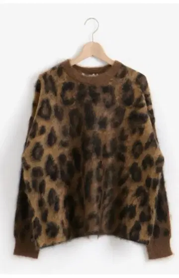 d'un a' dix 레오파드 무늬 브라운 모헤어 니트