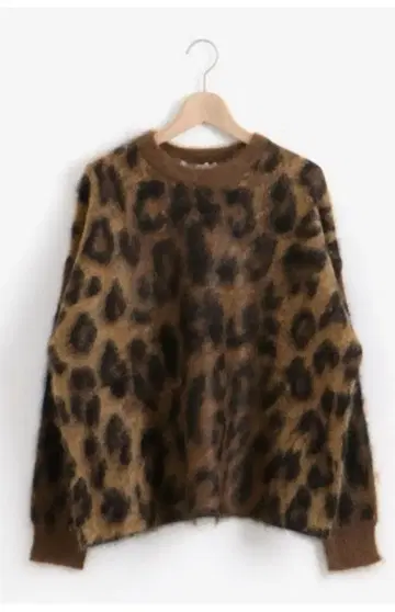 d'un a' dix 레오파드 무늬 브라운 모헤어 니트