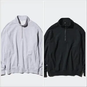 2장 세트 유니클로 UNIQLO 유니클로 맨투맨 하프 지퍼 셔츠 L