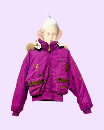 구제 레트로 빈티지 Fiore 보라색 퍼 자켓 (한정판)