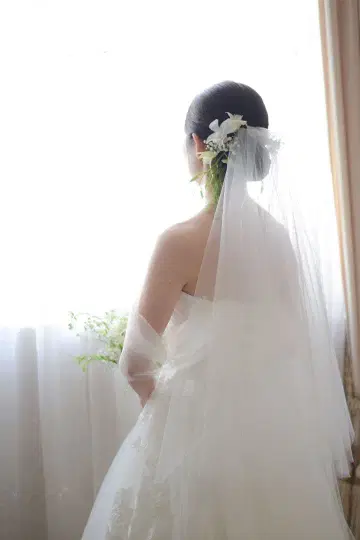 웨딩 베일 빗 포함 화이트
