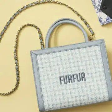 FURFUR 트위드 로고 토트백 SAX