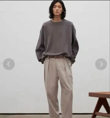 WYM LIDNM 세미 와이드 테이퍼드 슬랙스 베이지