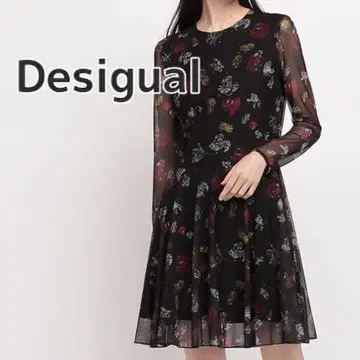 데시구알 원피스 긴팔 미키 메쉬 디즈니 콜라보 M
