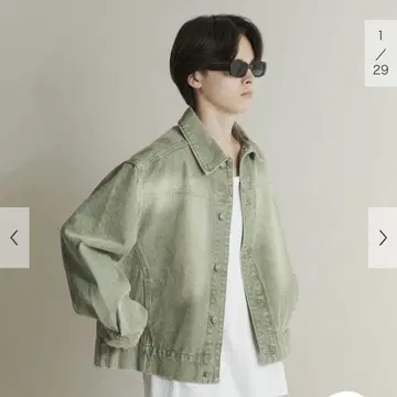 택 포함 새상품 트위스트 데님 블루종 라이트 그린
