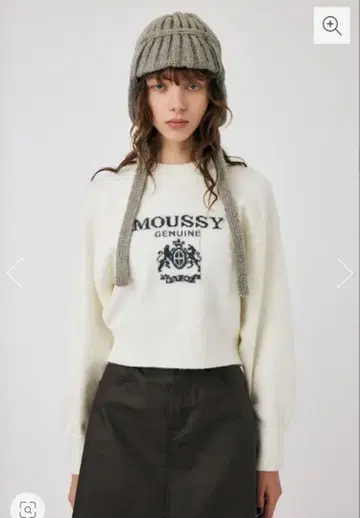 MOUSSY 자카드 마우지 니트탑 화이트