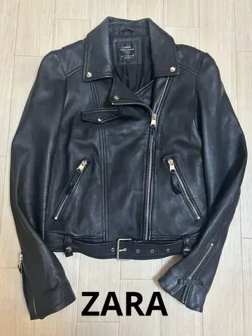 ZARA 램 가죽 더블 라이더 자켓 M