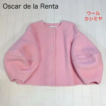 오스카 드 라 렌타 울 캐시미어 노카라 자켓 핑크 이탈리아제