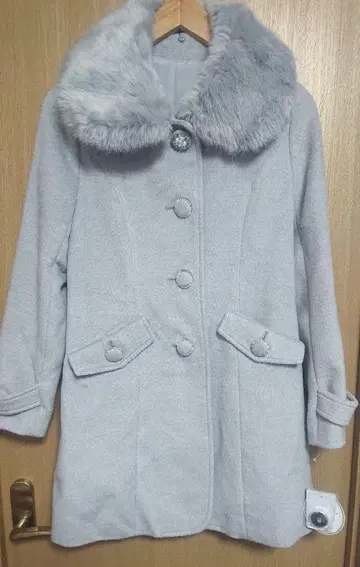 여성용 퍼 티펫 포함 롱 코트 M 그레이