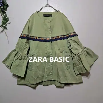 [ ZARA BASIC ] 플레어 슬리브 자켓 M 올리브 그린