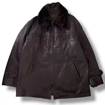 60s 프랑스제 ECLAIR 지퍼 가죽 카코트 옷깃 보아 빈티지