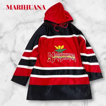 [ MARIHUANA ] 라스터 컬러 후드티 로고 자수 장식 레게