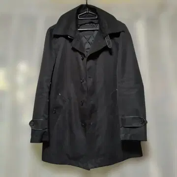 맨즈 멜로즈 블랙 스텐카라 코트 더블 브레스트