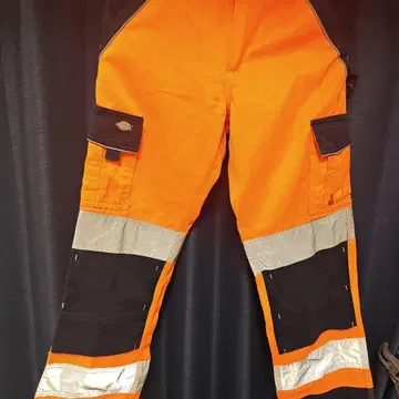 Dickies 워크 팬츠 오렌지/블랙 반사재 포함 uk30r