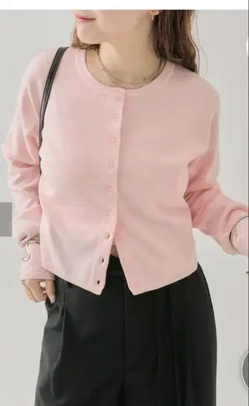 mystic 쁘띠 버튼 긴팔 가디건 프리 사이즈 핑크