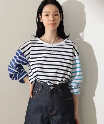 르 미노르 BEAMS 별주 잔느 클레이지 패턴 티셔츠