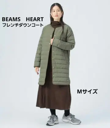 BEAMS HEART 롱다운코트 올리브