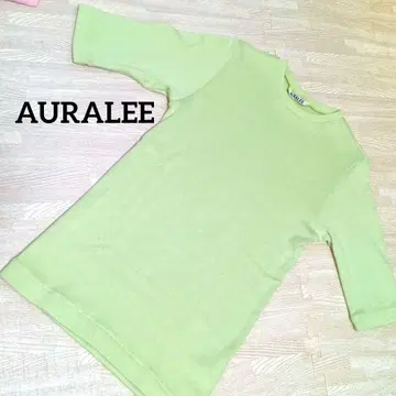 AURALEE 오라리 그린 올리브 5부 소매 니트탑