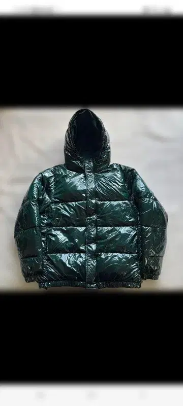 ZARA 다크 그린 후드 부착 다운 자켓 L