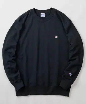 Champion 블랙 크루넥 맨투맨