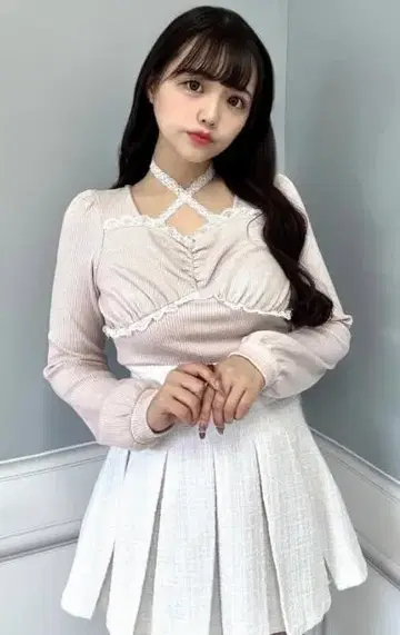 *evelyn 레이스 리브 상의