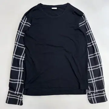 드리스 반 노튼 체크 무늬 절개 티셔츠 블랙 S 사이즈 새상품급