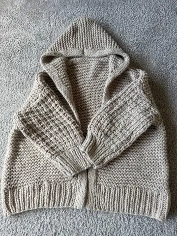 후드 부착 니트 가디건 베이지 LEPSIM 프리 사이즈