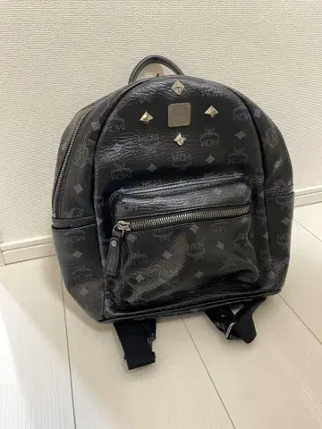 MCM 블랙 가죽 백팩