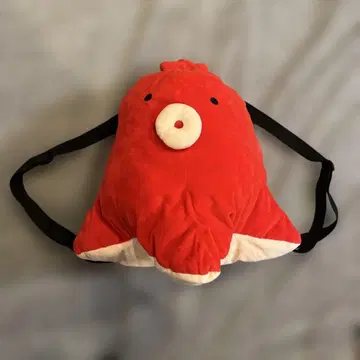 문어 소시지 봉제 인형 백팩 빨간색