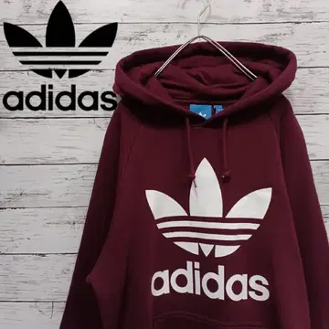 adidas 버건디 후드 부착 후드티